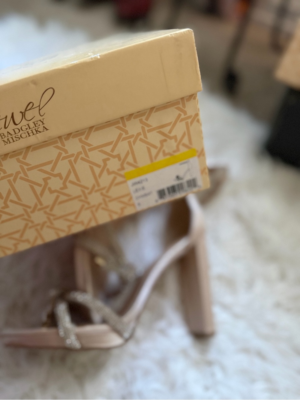 Badgley Mischka Blush Crystal-Knot Ankle-Strap Block Heels - Picture 5 of 5